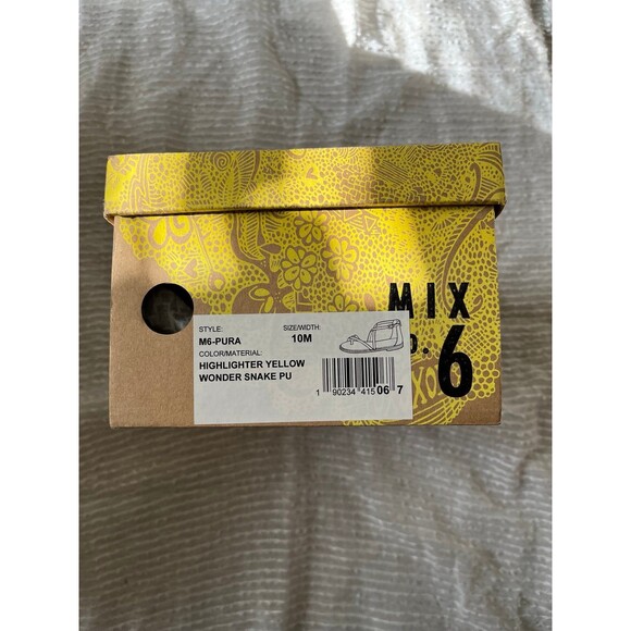 Mix No 6 Highlighter Yellow Snake Print Sandals 10M - Picture 6 of 10
